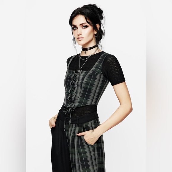 NWT Disturbia Checkmate Lace Up Corset Top US 2 / UK 6 - Picture 7 of 7